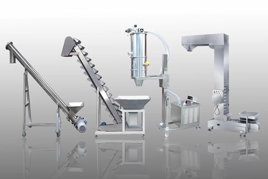 Belt conveyors, screw conveyors, and bucket elevators for efficient bulk material handling